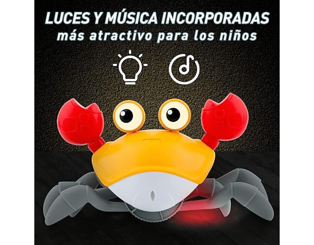 Juguete Cangrejo Escapista Con Música y Luces Carga USB Naranja CNGML04