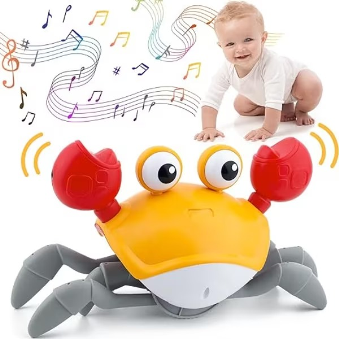 Cangrejo Escapista Con Música y Luces Carga USB Naranja 1