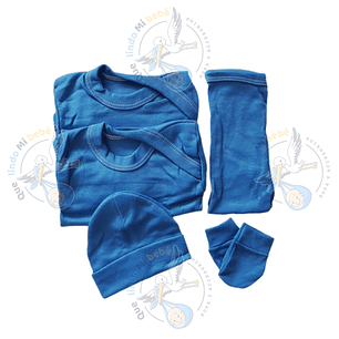 Ajuar 5 Piezas Liso Talla 0/3 Meses Calipso Oscuro