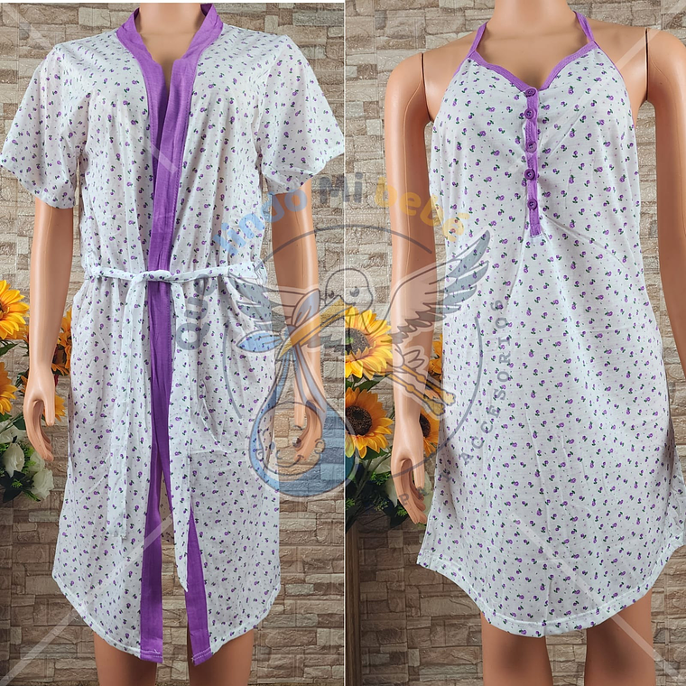 Pack Bata Manga Corta + Camisa Talla XL Lila 1