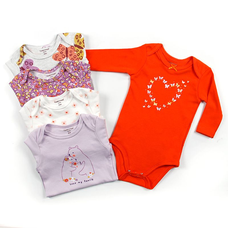 Set 5 Bodys Manga Larga 9/12 Meses 12S4MLM31 1
