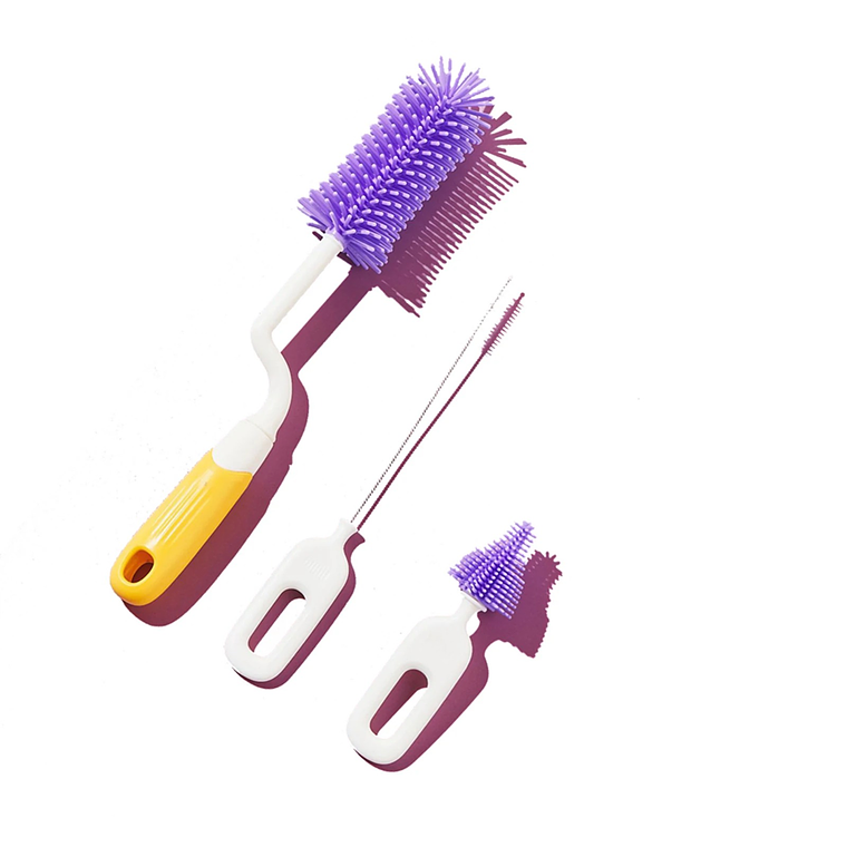 Kit De Cepillo Limpia Mamadera 3 en 1 Amarillo KCLM05 2