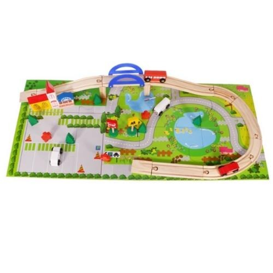 Pista de Autos Madera 40 Piezas Montessori +36M 1