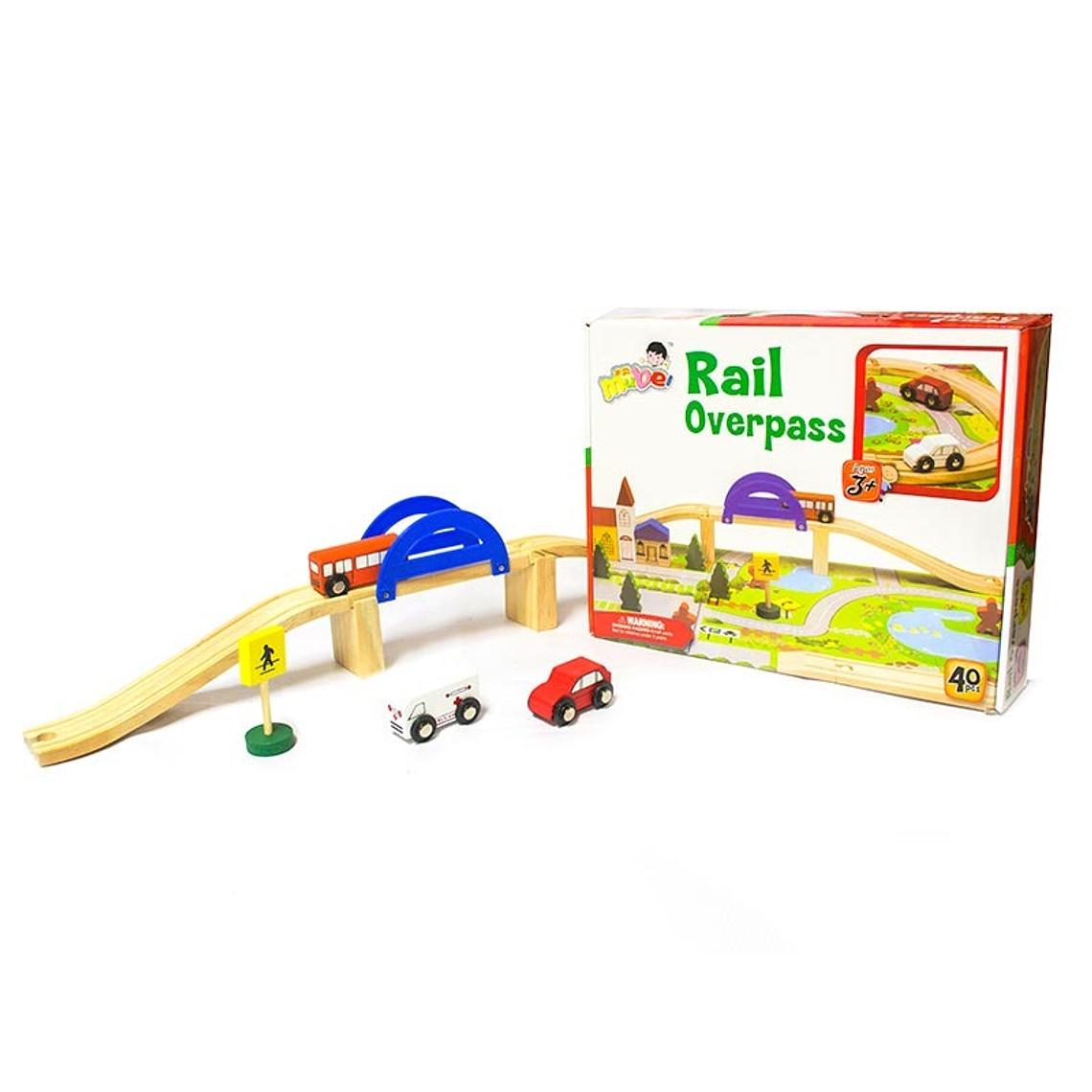 Pista de Autos Madera 40 Piezas Montessori +36M 5