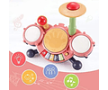 Bateria Para Bebe Touch Con Piano Y Microfono Rosada +18M