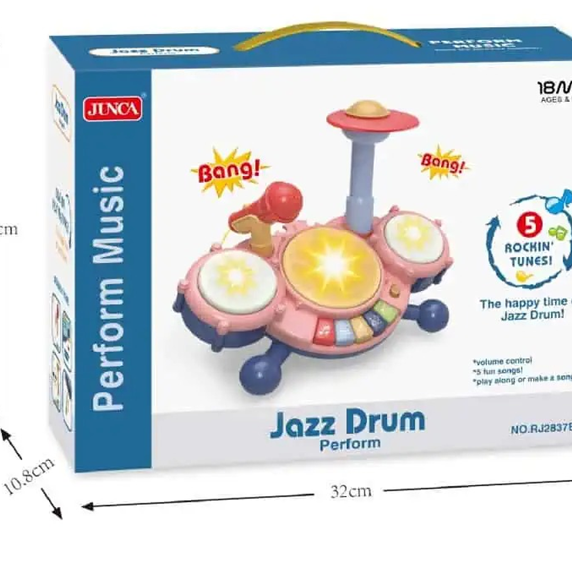 Bateria Para Bebe Touch Con Piano Y Microfono Rosada +18M 4