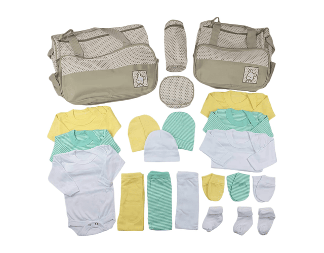 Pack Bolso 5 Piezas + Ajuar 18 Piezas 0/3 Meses