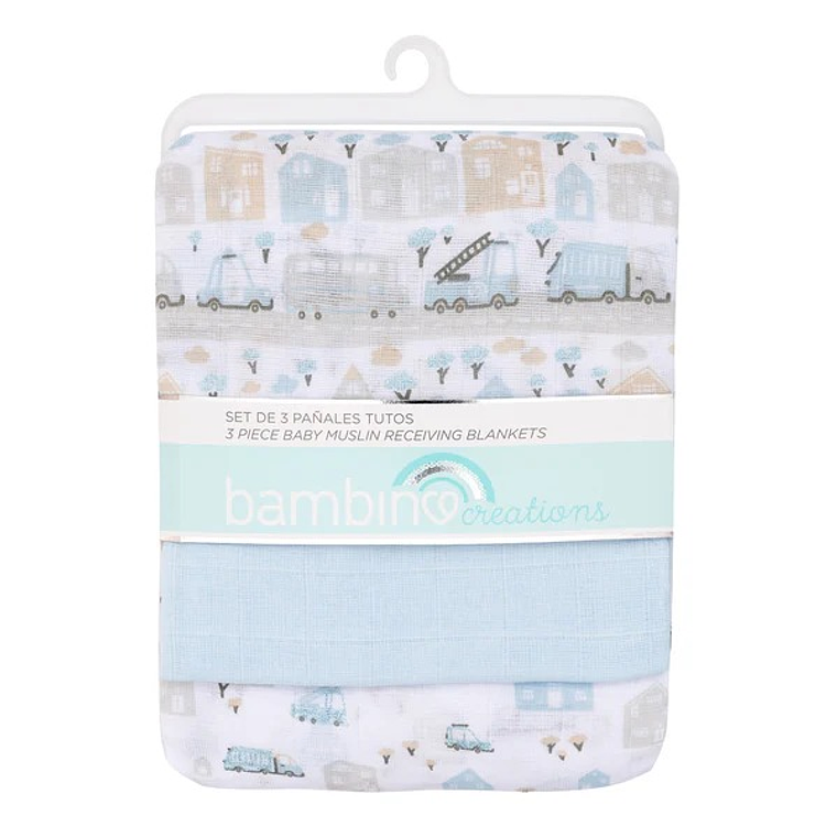 Pañales Tutos Set 3 Piezas Bambino Autos y Edificios 1