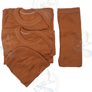 Ajuar 4 Piezas Liso Talla 3/6 Meses Cafe 
