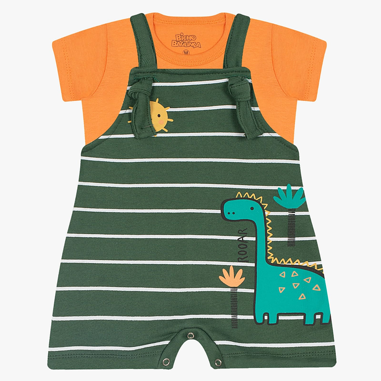 Conjunto Jardinera Polerita 6/9 Meses Dino Verde 2