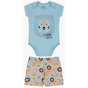 Conjunto Short Body 9/12 Meses León Celeste