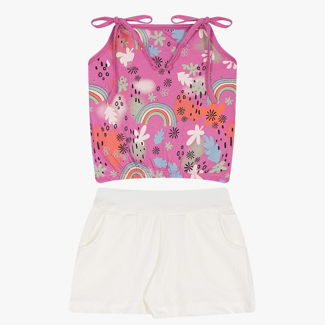Conjunto Polerita Pabilo mas Short 18/24 Meses Floreado Rosado 1