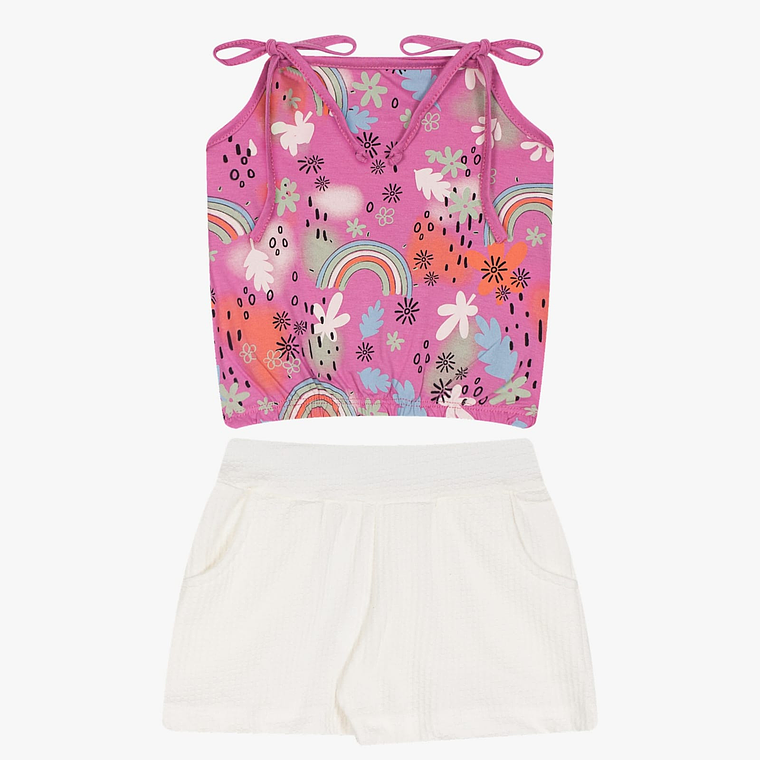 Conjunto Polerita Pabilo mas Short 18/24 Meses Floreado Rosado 1