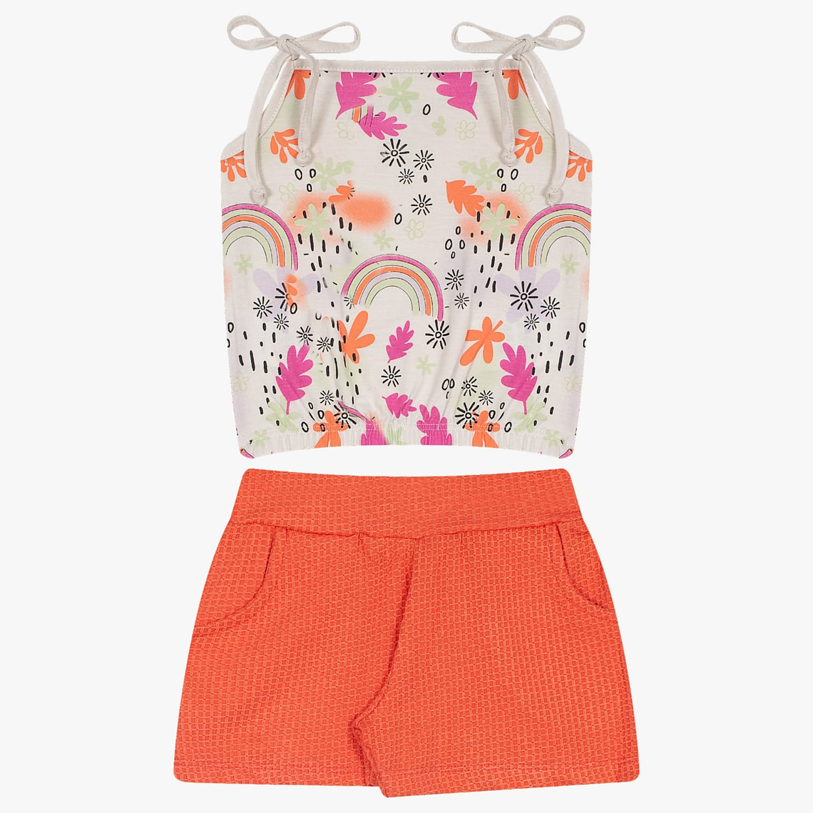 Conjunto Polerita Pabilo mas Short 12/18 Meses Floreado Crema 2