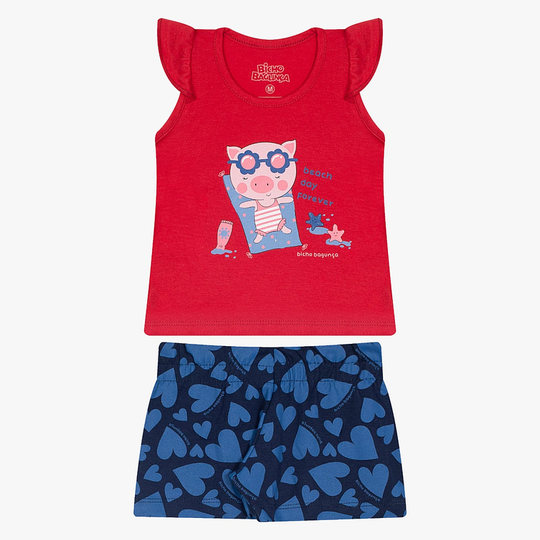 Conjunto Short Polerita 3/6 Meses Beach Rojo 1