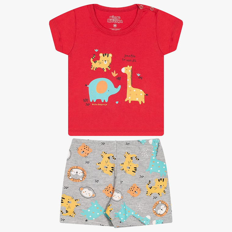 Conjunto Short Polerita 6/9 Meses Jungle Friends Rojo 2