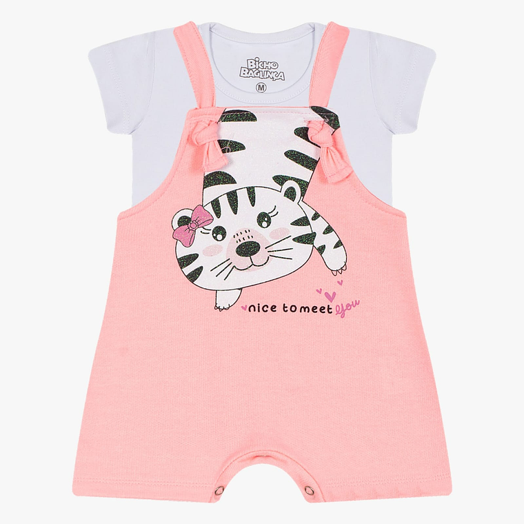 Conjunto Jardinera Polerita 6/9 Meses Gatita  2