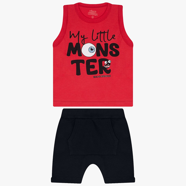 Conjunto Short Polerita 18/24 Meses Monster Rojo 2