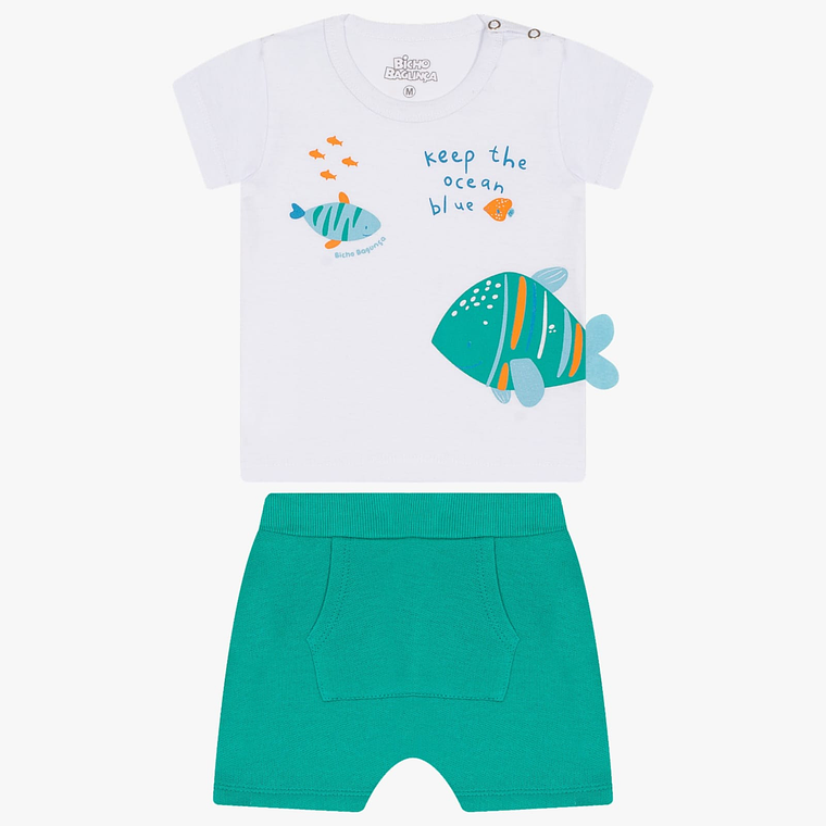 Conjunto Short Polerita 9/12 Meses Ocean Blanco 1