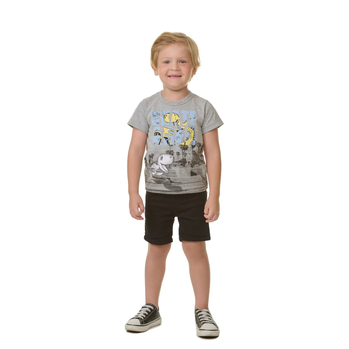 Polerita Algodón Dino Skate 36 Meses Gris 1