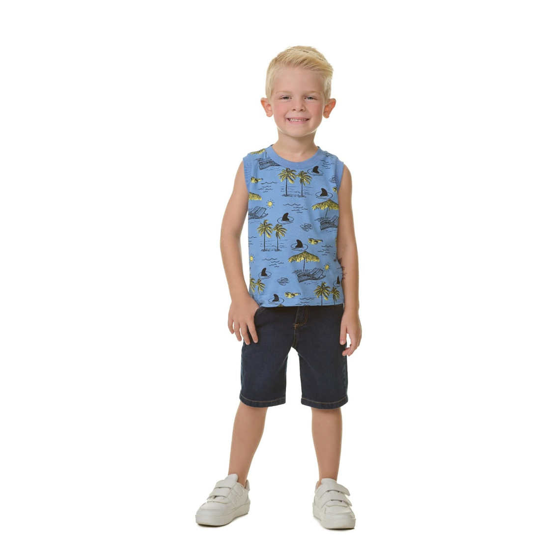 Polerita Algodón Palmeras 12/18 Meses Azul 1