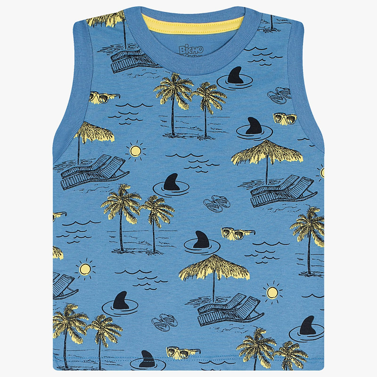 Polerita Algodón Palmeras 12/18 Meses Azul 2