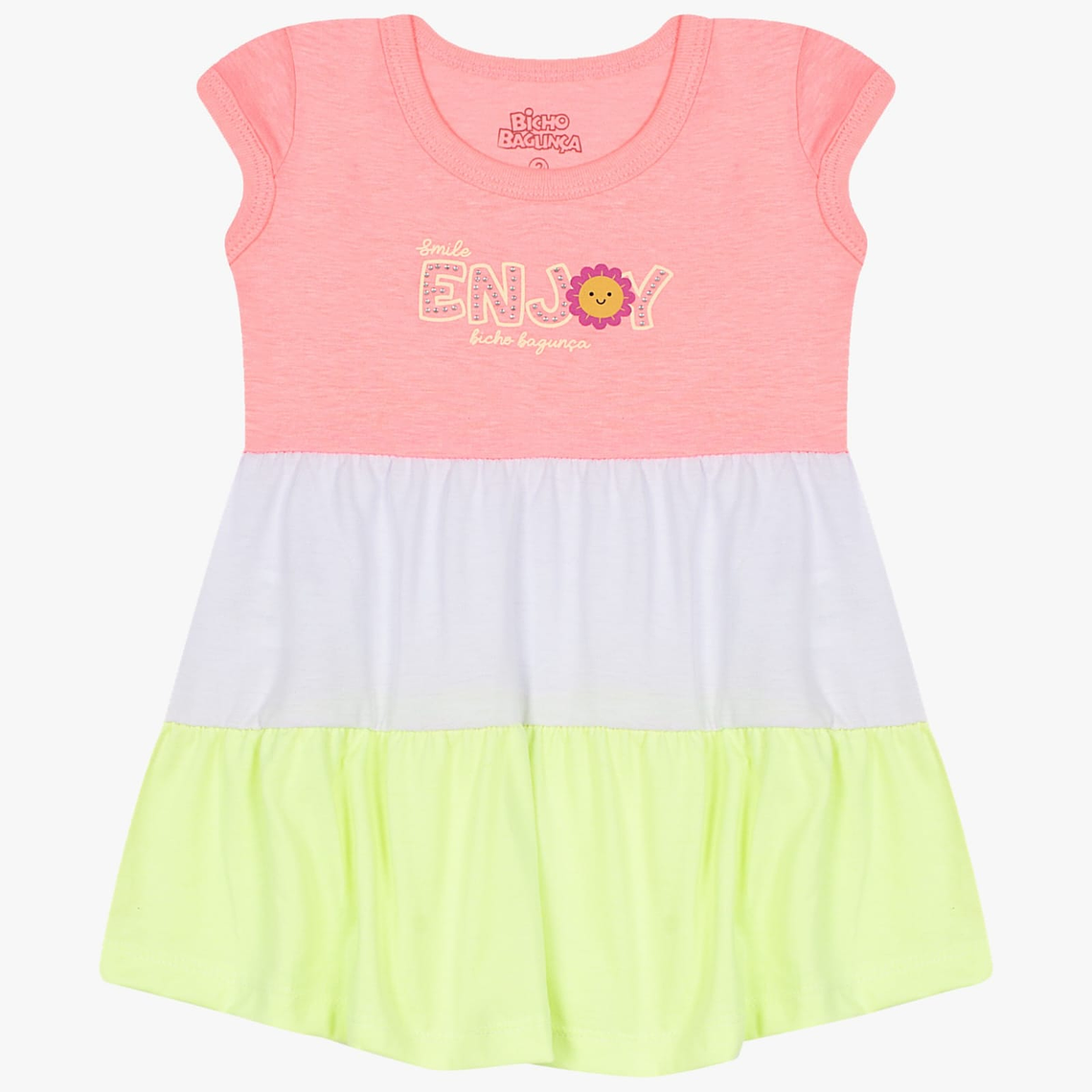 Vestido Algodón 18/24 Meses Enjoy Rosa Neon 2