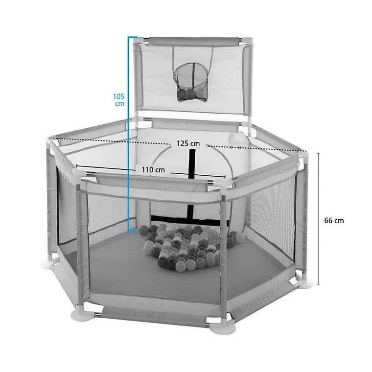 Corral Para juegos Gris Con 30 Pelotitas 4