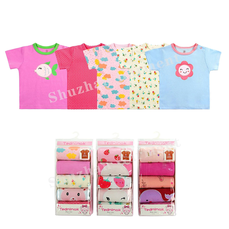 Set 5 Camisetas NIÑA Manga Corta 6/9 Meses 6MCAM50 1