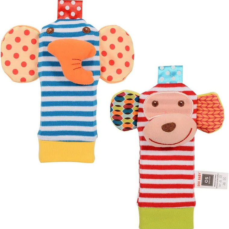 Estimulación temprana - Par Tobilleras +0M Monito/Elefante 1