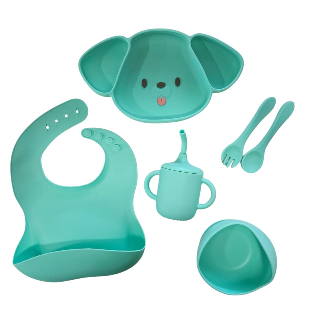 Set Alimentación Silicona Perrito 6 Piezas Verde 1