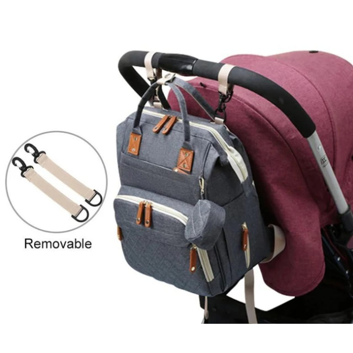 Mochila Pañalera Maternal Color Damasco 4