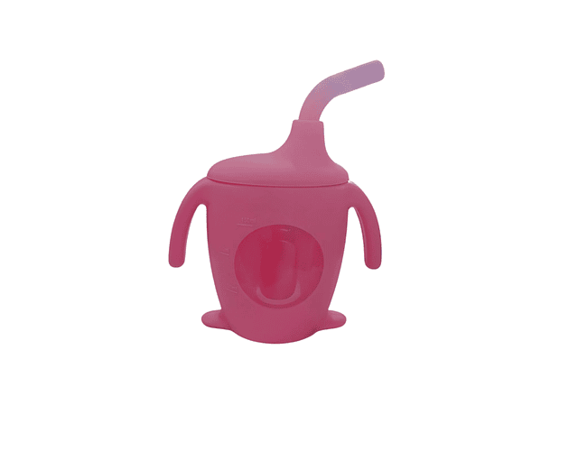 Vaso Silicona con Bombilla Rosado