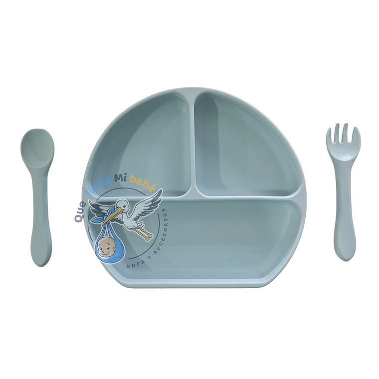 Set Alimentación Silicona Verde 3 Piezas Celeste 1