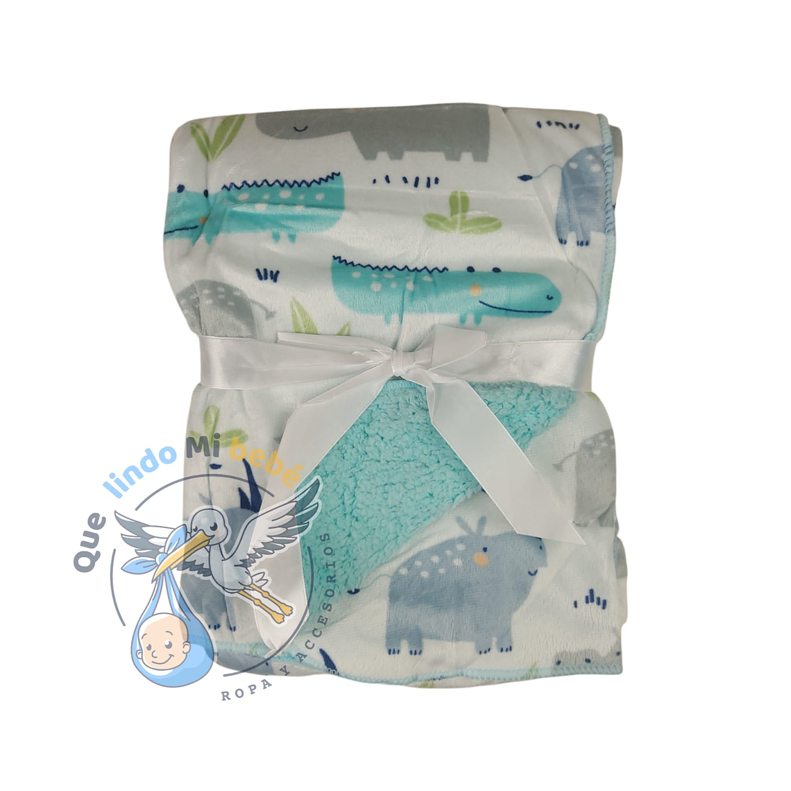 Manta Polar Blanco/Verde Agua 1