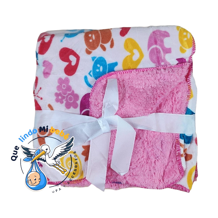 Manta Polar Rosado/Blanco 1