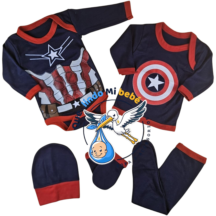Ajuar Capitán América 5 Piezas 0/3 Meses AJU5CA01 1
