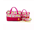 Bolso Maternal 5 Piezas Diseño Fucsia