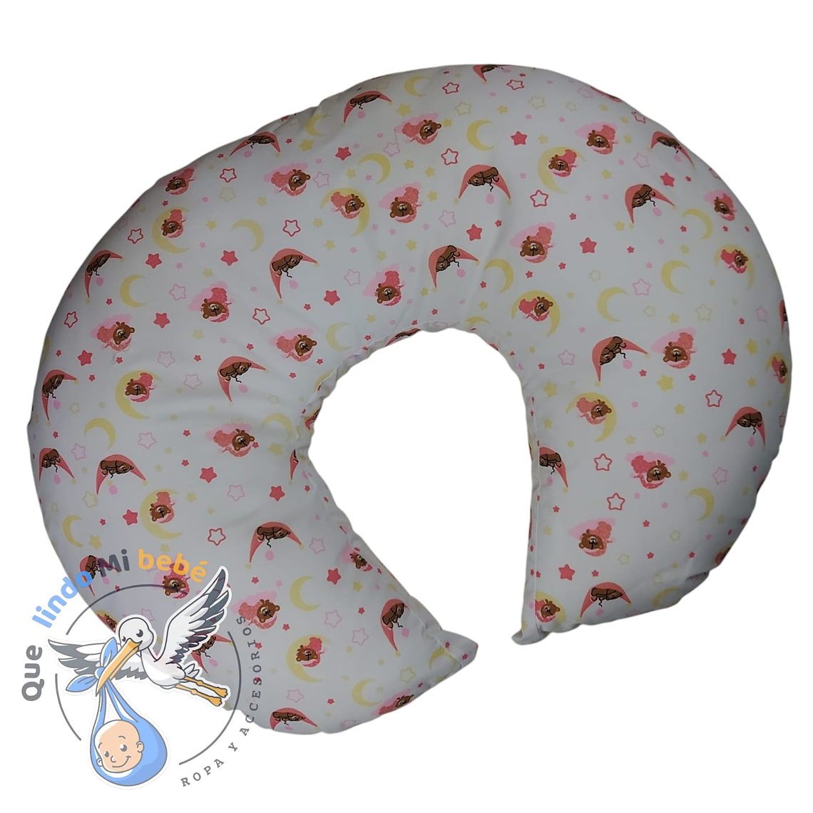 Cojín de Lactancia Bñnco/Rosado Osito 1