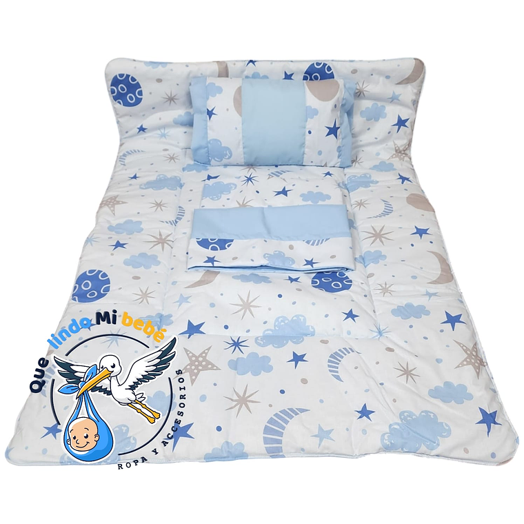 Set Para Cuna Colecho Blanco/Celeste 1