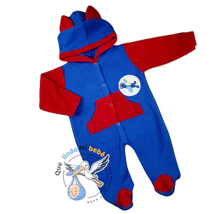 Osito Micropolar 1 Pieza 0/3 Meses Azul/Rojo Avion