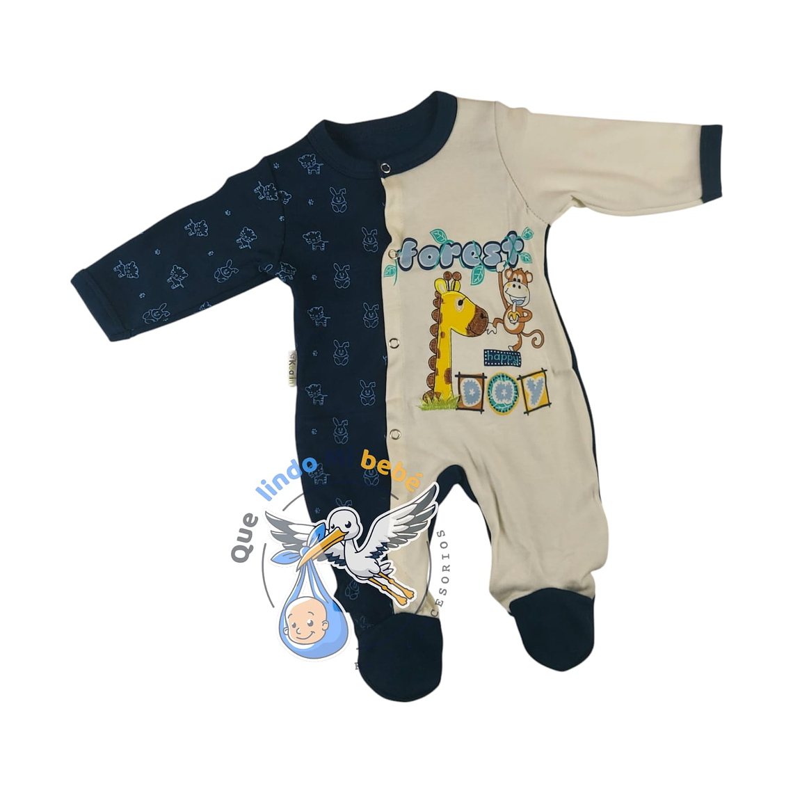 Osito Algodón 1 Pieza 0/3 Meses Jirafa Monito Azul Oscuro/Blanco 1