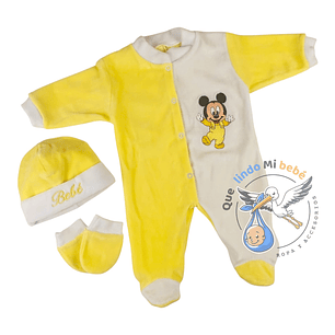 Set 3 Piezas Plush Mickey Amarillo/Blanco