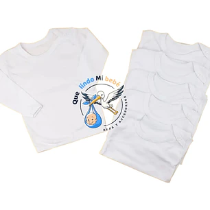 Prendas - Set 6 Camisetas Manga Larga 3/6 Meses Blancas