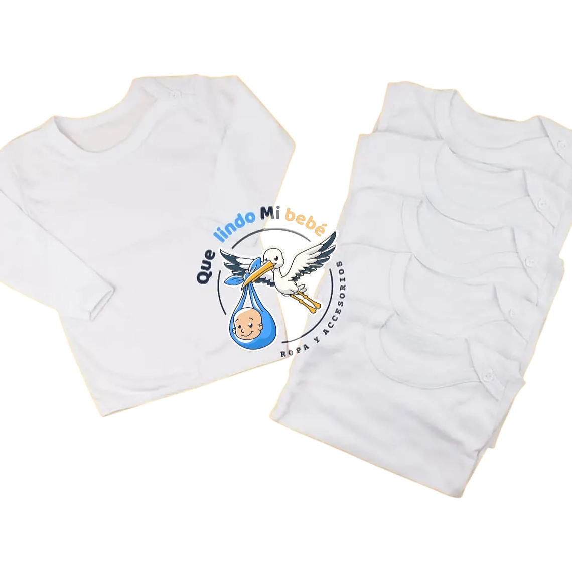 Prendas - Set 6 Camisetas Manga Larga 12/18 Meses Blancas 1
