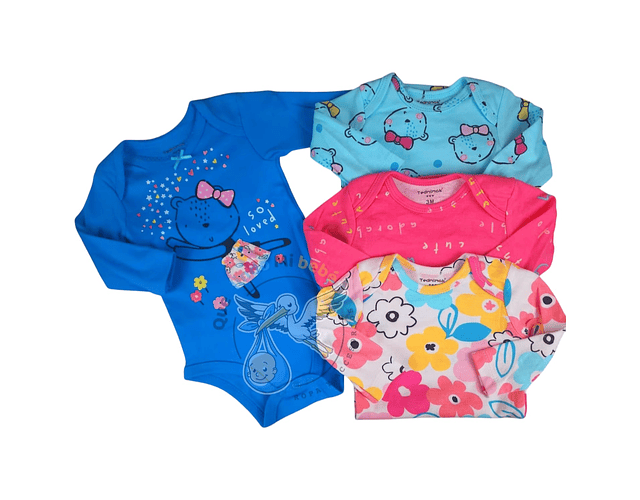 Set 4 Bodys Manga Larga 0/3 Meses 03S4MLM23