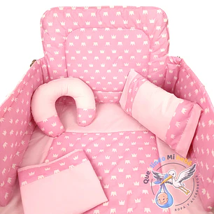 Set Para Cuna Estandar Rosado Coronas