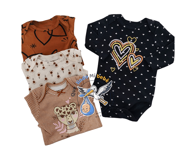 Set 4 Bodys Manga Larga 36 Meses 3ABML441