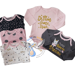 Set 5 Bodys Manga Larga 9/12 Meses Dream