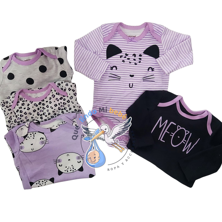 Set 5 Bodys Manga Larga 0/3 Meses 03BML553 1
